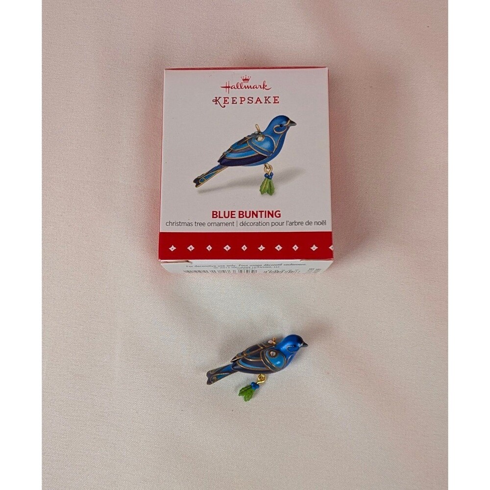 Hallmark Keepsake Christmas Ornament Miniature Blue Bunting Bird 2015